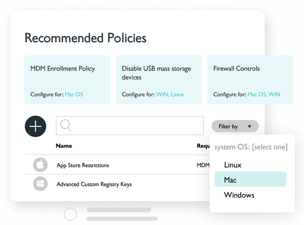 Recommended Policy dashboard in JumpCloud's Multi-Tenant Portal.